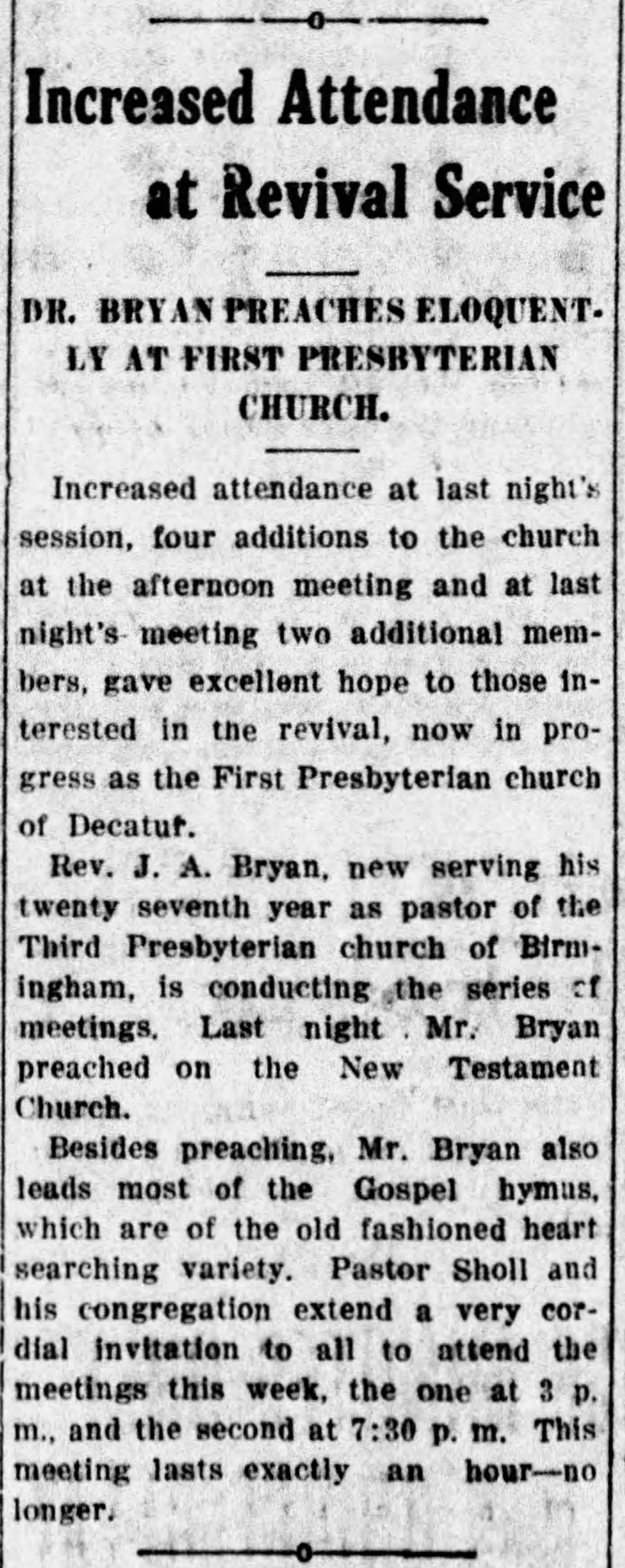 Increased Attendance At Revival Services